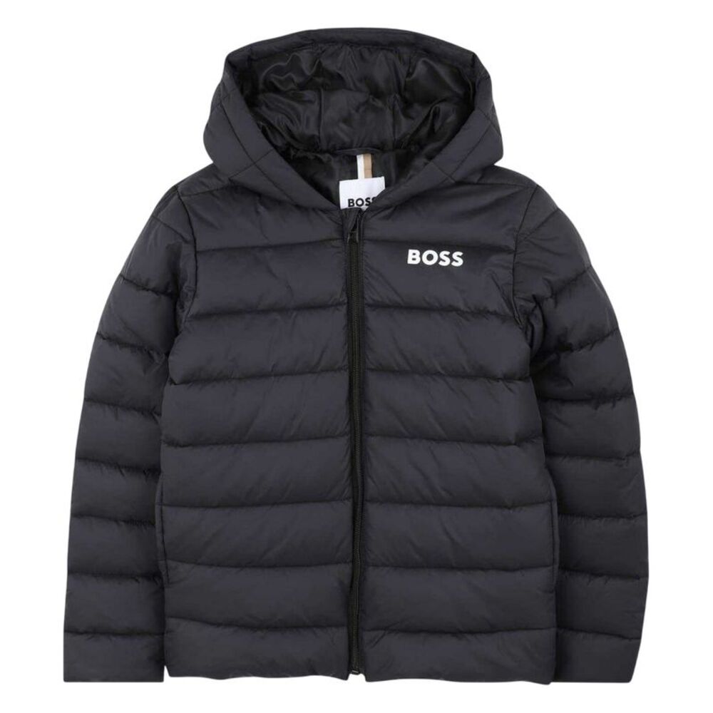Boss Childrens/Kids Horizontal Stripe  Regular Puffer Jacket / Black